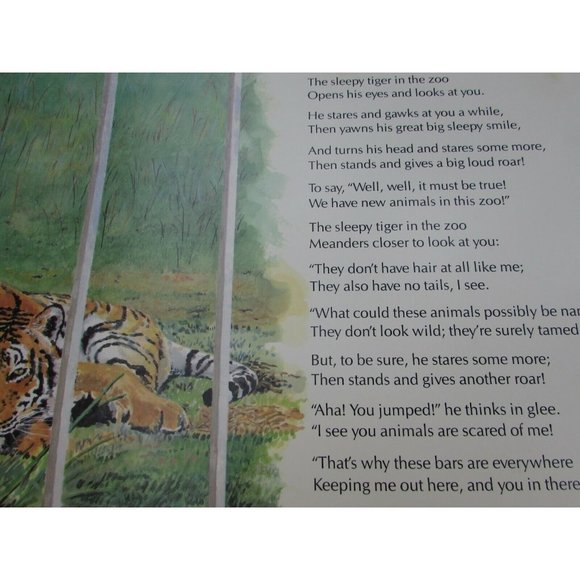Sleepy Tiger Grade School Poster Babs Bell Hajdusiewicz 30246 Poetry VNTG - Picture 3 of 4